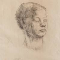 Vrouwenhoofd (Truus Trompert), 1952, tekening, particuliere collectie, foto Peter Tijhuis